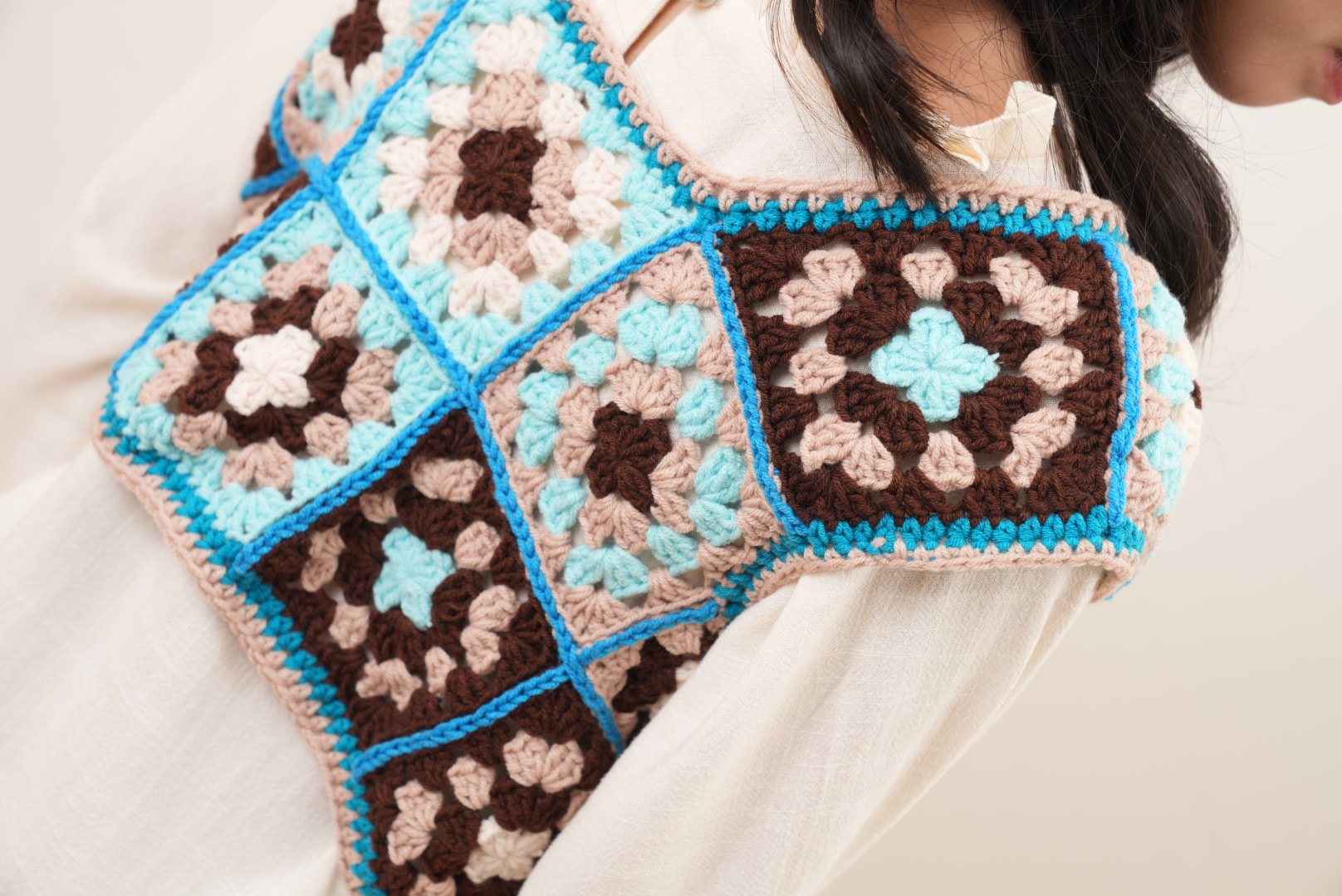 Aurabelle Crochet Vest  - Cocoa Breeze