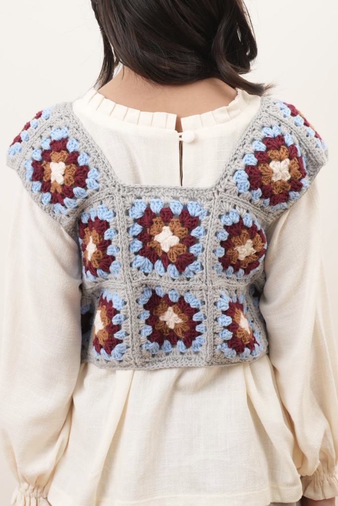 Aurabelle Crochet Vest - Stone Breeze